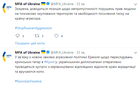 Україна веде переговори про посилення тиску на РФ через репресії в Криму