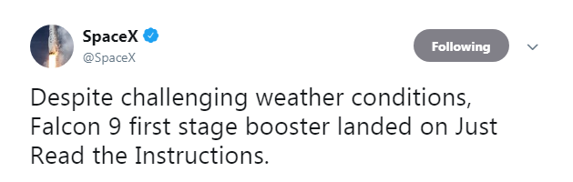 SpaceX запустила ракету Falcon 9 с десятью спутниками