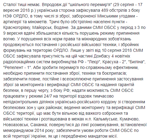 Україна зафіксувала 489 обстрілів з боку бойовиків ОРДЛО за час перемир'я