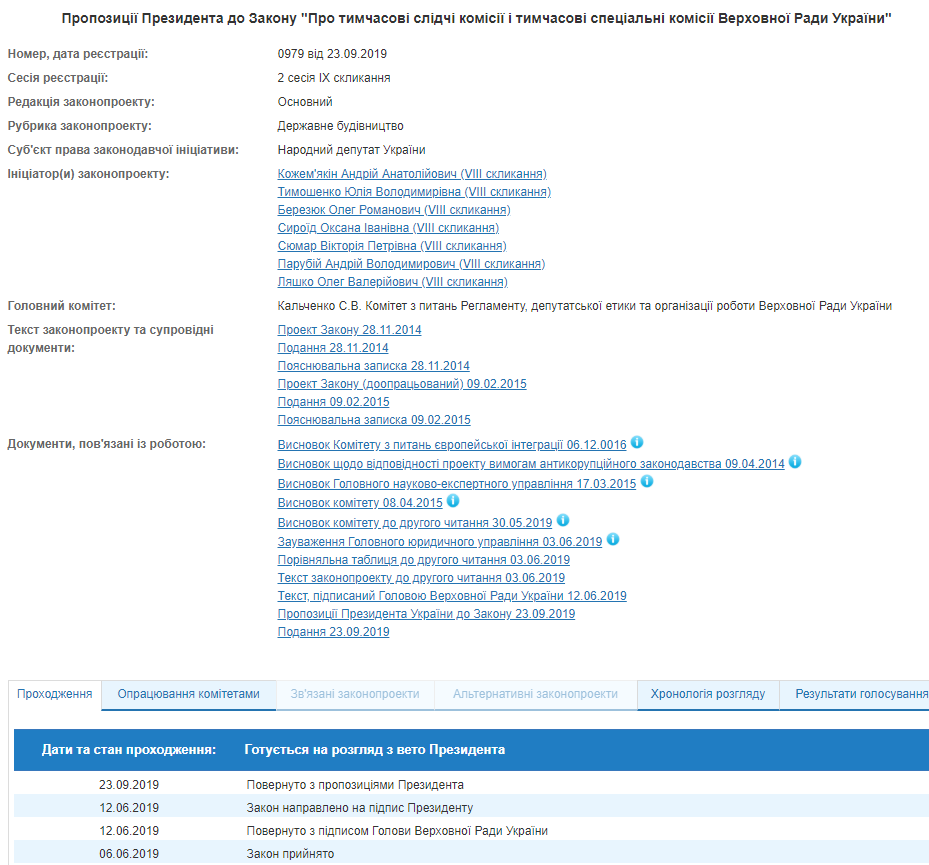 Зеленский ветировал закон об импичменте, принятый Радой 8 созыва