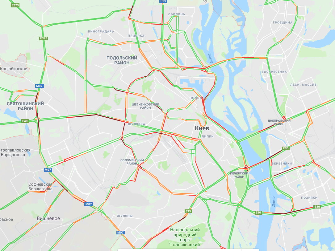 У Києві утворились численні пробки