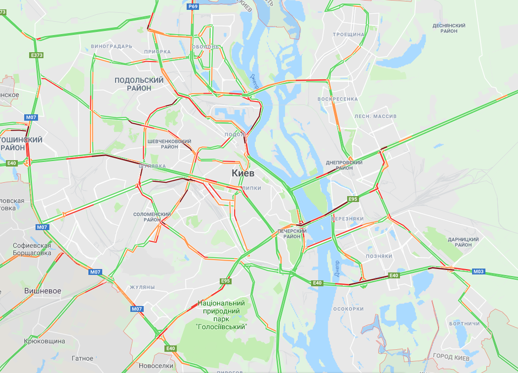 У Києві утворились численні пробки