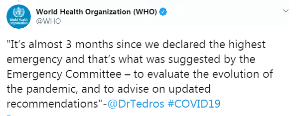 Три месяца пандемии: ВОЗ созывает заседание чрезвычайного комитета