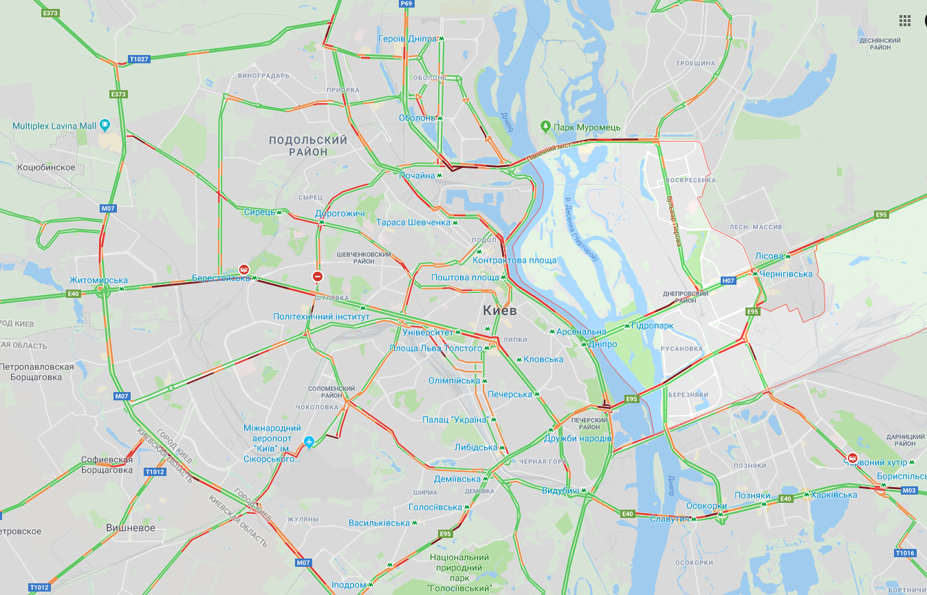 У Києві утворилися численні пробки