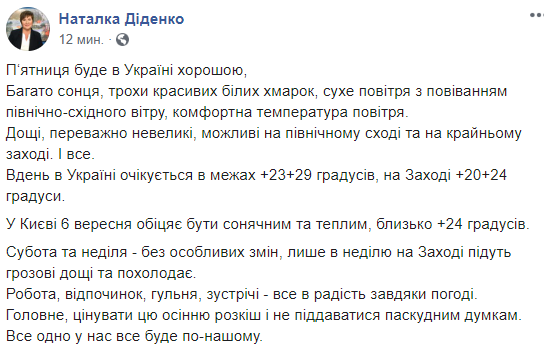 Синоптик розповіла, де очікувати дощів у п'ятницю