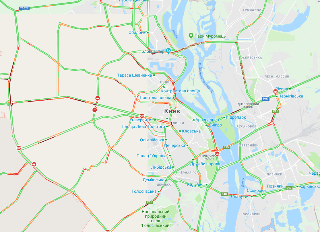 В Киеве образовались многочисленные пробки
