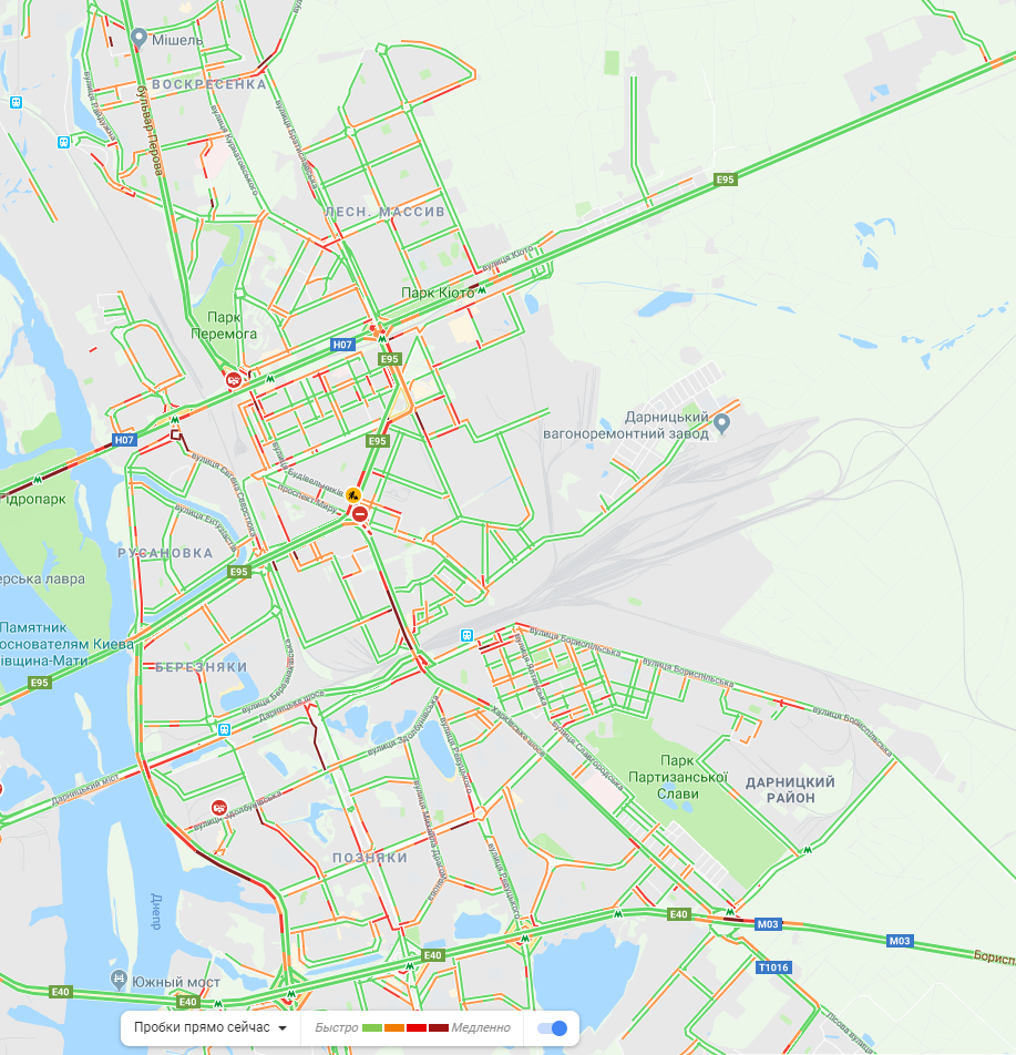 Киев сковали пробки: карта