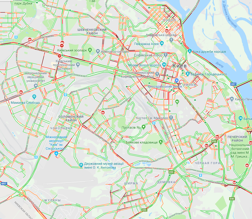 Дороги Киева заблокированы пробками