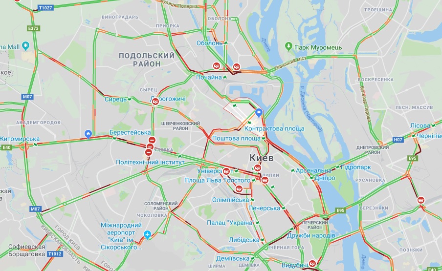 В Киеве образовались многочисленные пробки