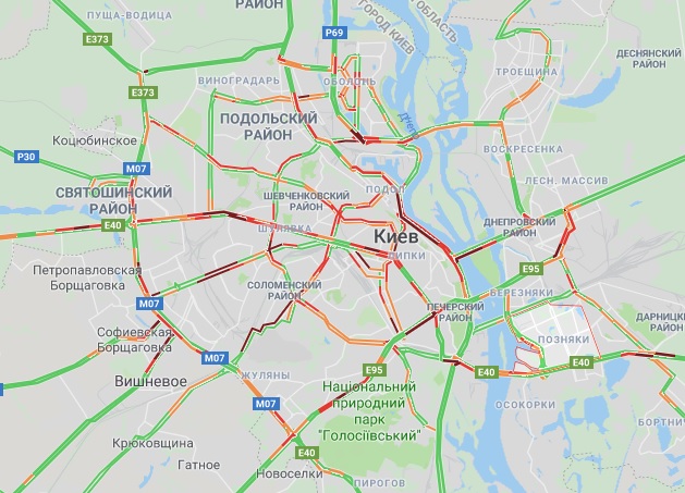 У Києві утворилися численні затори