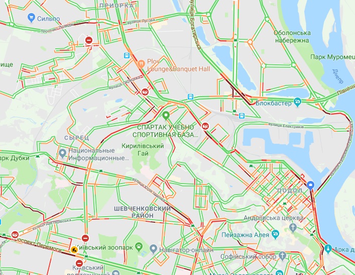 Киев сковали пробки: карта
