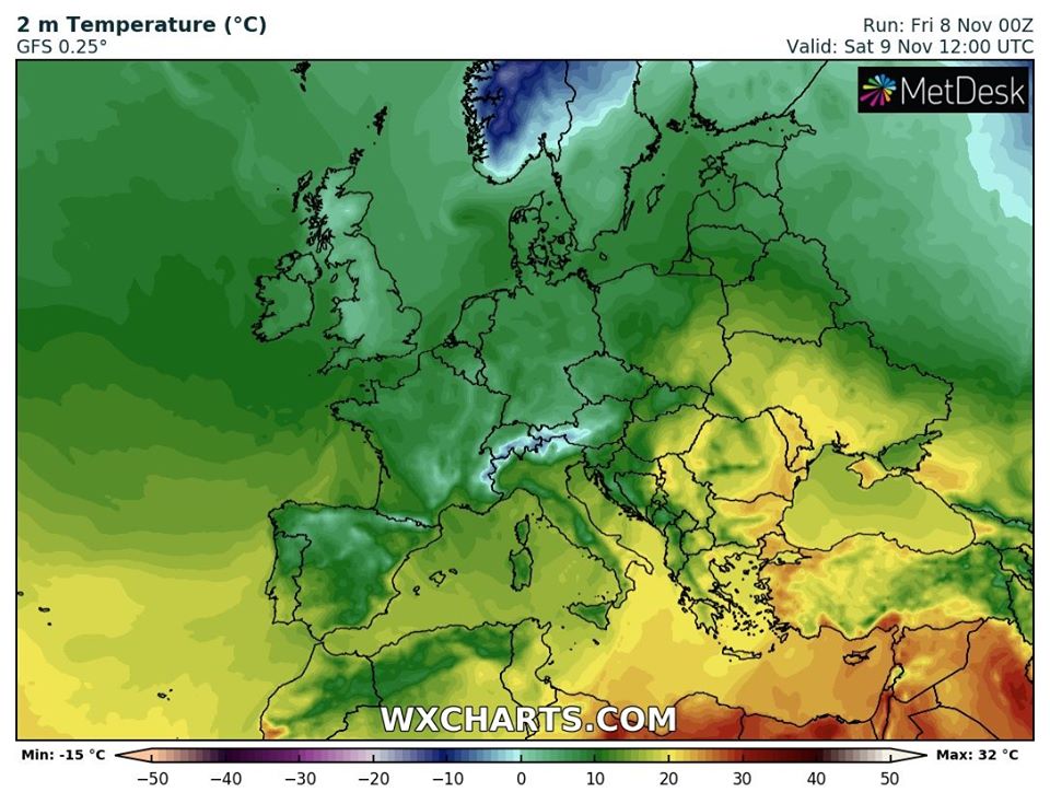 Украина на выходных будет одной из самых теплых стран Европы