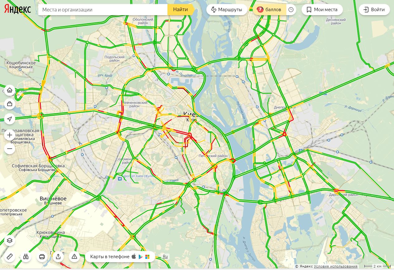 Затори у Києві досягли 7 балів