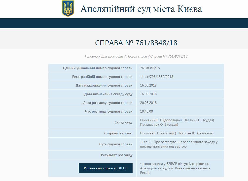 Суд Киева завтра рассмотрит апелляцию на арест Рубана