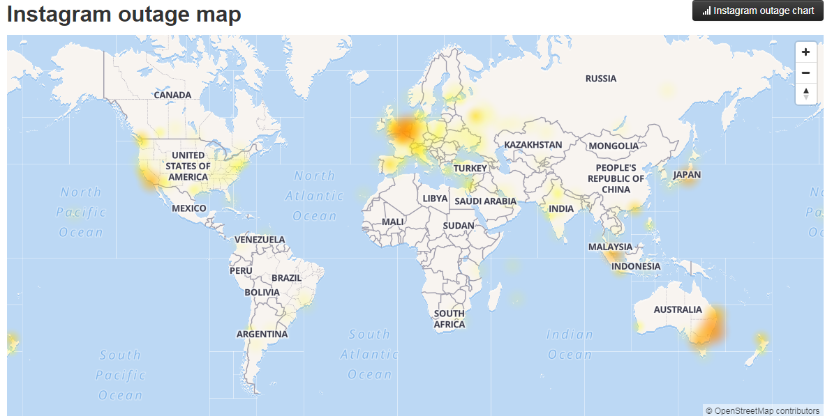 В работе Instagram произошел сбой
