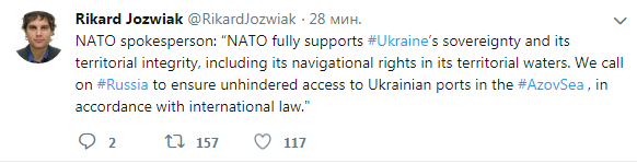 В НАТО отреагировали на нападение РФ на украинские корабли в Азовском море