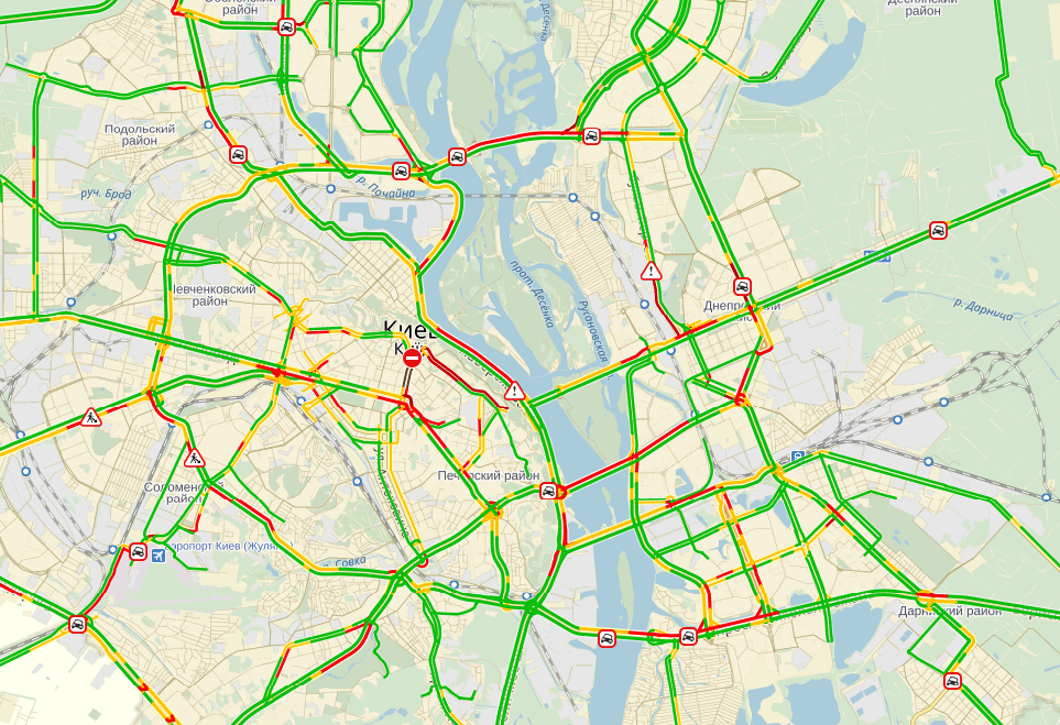 Затори у Києві досягли 7 балів