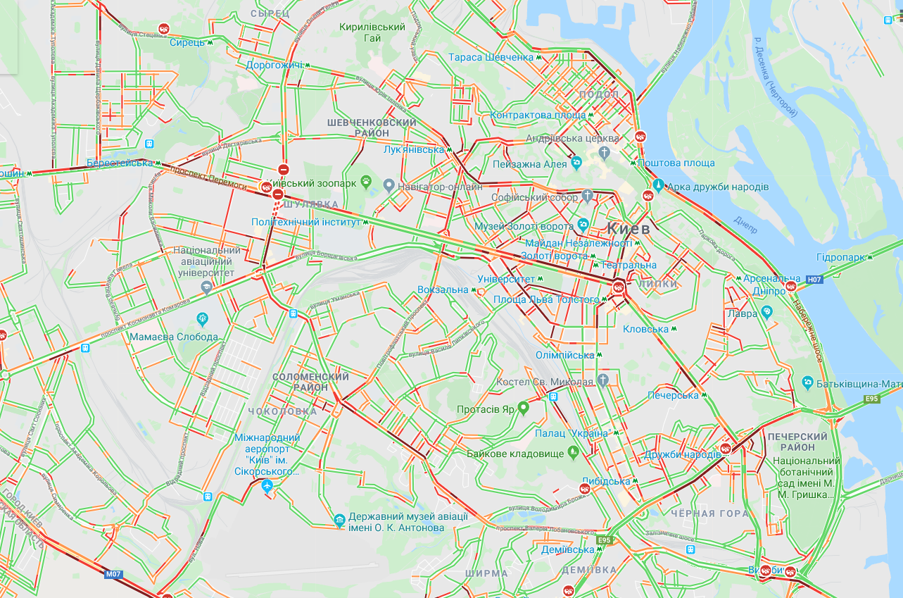 Київ скували численні затори