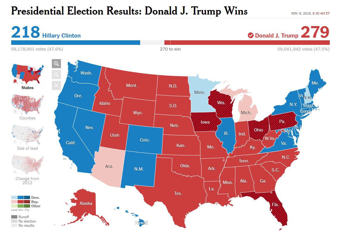 Клинтон опережает Трампа по числу голосов избирателей, - New York Times