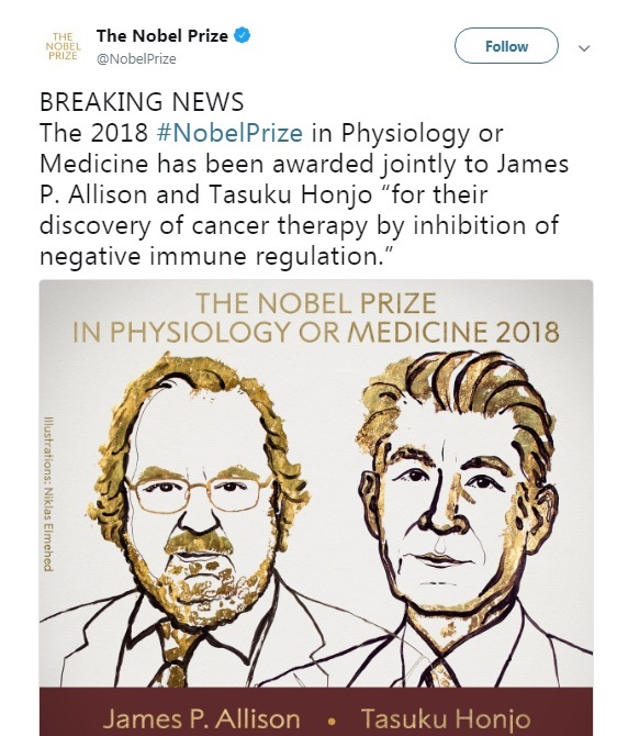 Нобелівську премію з медицини присудили за нові методи терапії раку