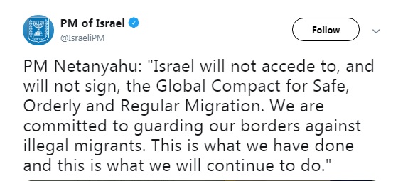 Израиль не присоединится к пакту ООН о миграции, - Нетаньяху