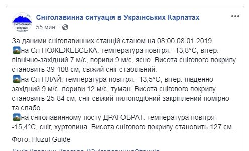 У Карпатах випало майже 1,3 м снігу