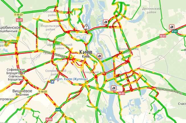 Киев практически остановился в пробках