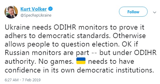 Волкер вимагає пустити російських спостерігачів на вибори в Україні