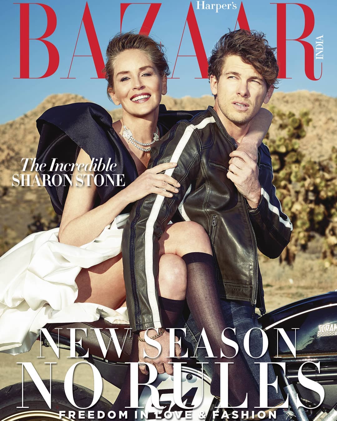 В дерзких нарядах и в объятиях молодого парня: 62-летняя Шэрон Стоун блистает в откровенной съемке для Harper's Bazaar