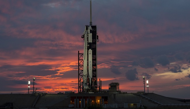 ракета Falcon c капсулой Crew Dragon 