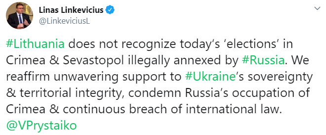 Литва и Латвия не признают "выборы" в оккупированном Крыму