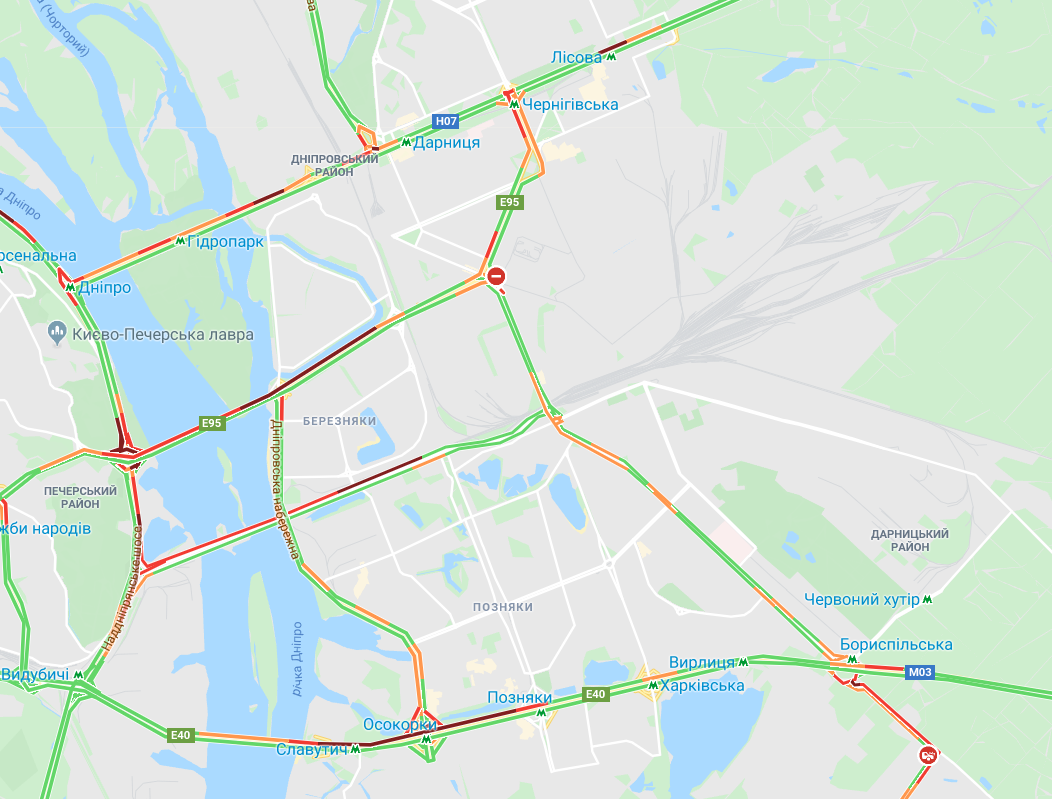 Киев сковали пробки: карта