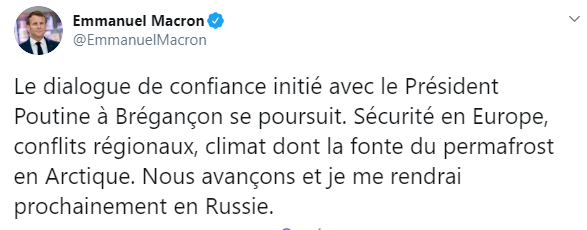 Макрон после разговора с Путиным решил посетить Россию