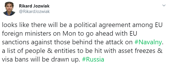 ЕС в понедельник может договориться о санкциях из-за Навального, - журналист