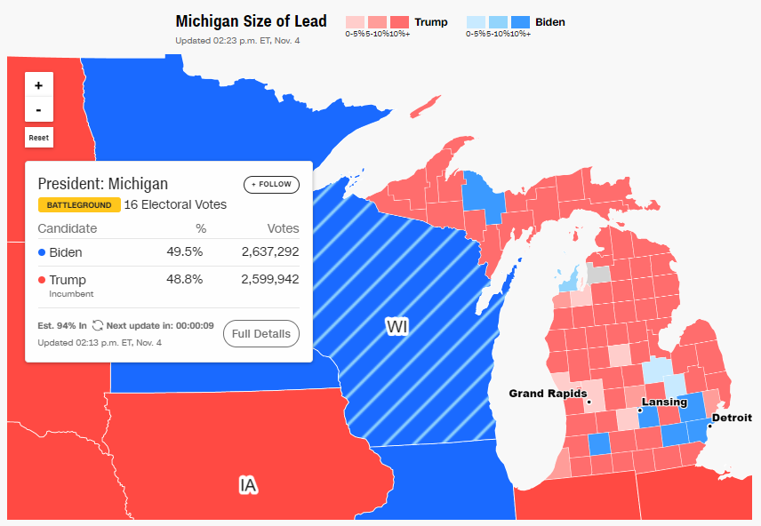 Трамп просить суд зупинити підрахунок голосів у Мічигані