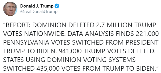 Трамп заявил, что у него "украли" почти 3 млн голосов избирателей