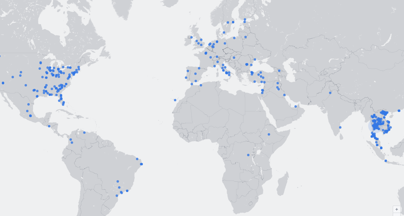 Facebook разместил все прямые трансляции на одной карте мира
