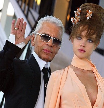 Наталья Водянова и Карл Лагерфельд 