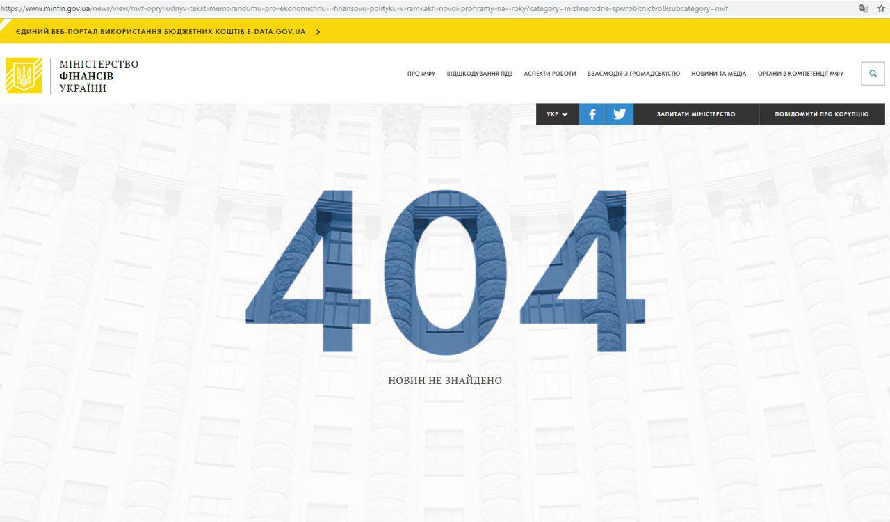 МВФ обнародовал текст меморандума с Украиной