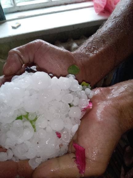 В Днепре выпал огромный град размером с перепелиное яйцо (видео)