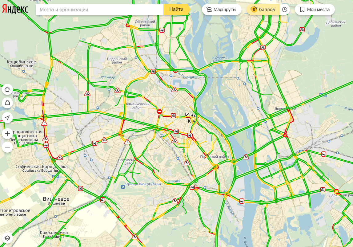 Фото: в Киеве пробки достигли 6 баллов
