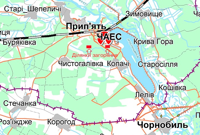 ділянки загоряння в Чорнобильській зоні 