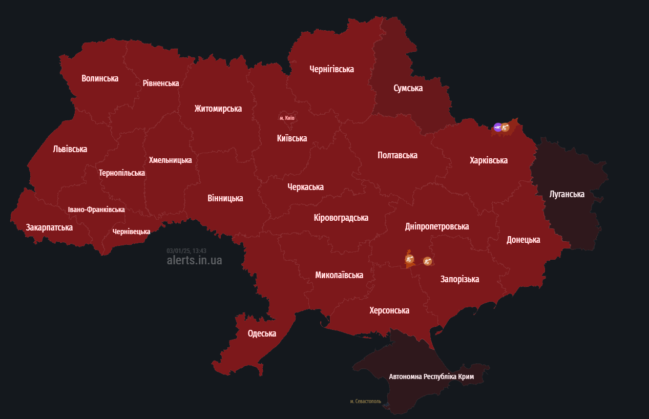 По усій країні повітряна тривога, попереджають про зліт МіГ-31К