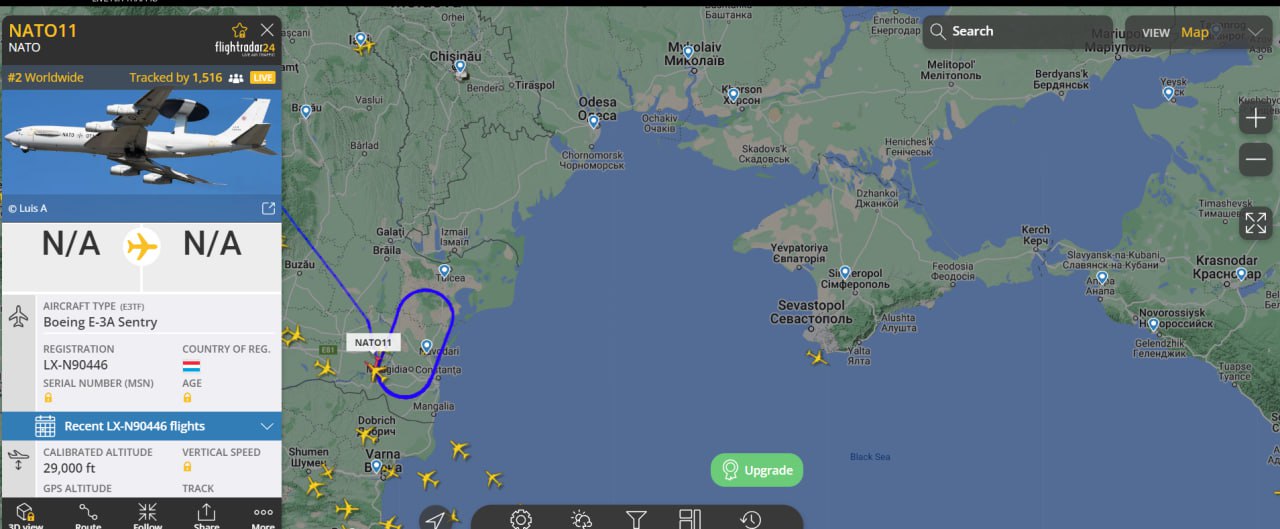 Поки палає Севастополь. Біля Чорного моря помітили розвідувальний літак НАТО