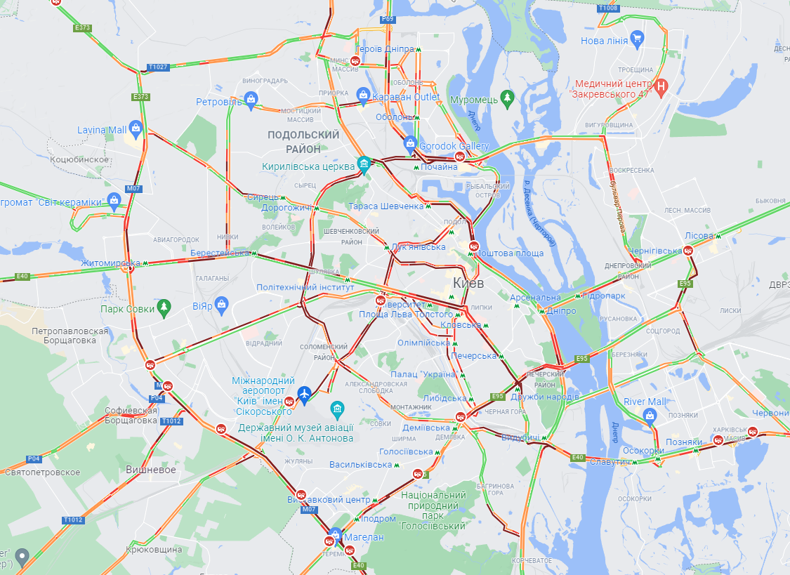 Пробки в Киеве: на каких дорогах столицы затруднено движение