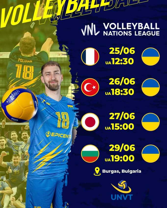 Збірна України в продовженні волейбольної Ліги націй: де і коли дивитися матч проти Франції сьогодні