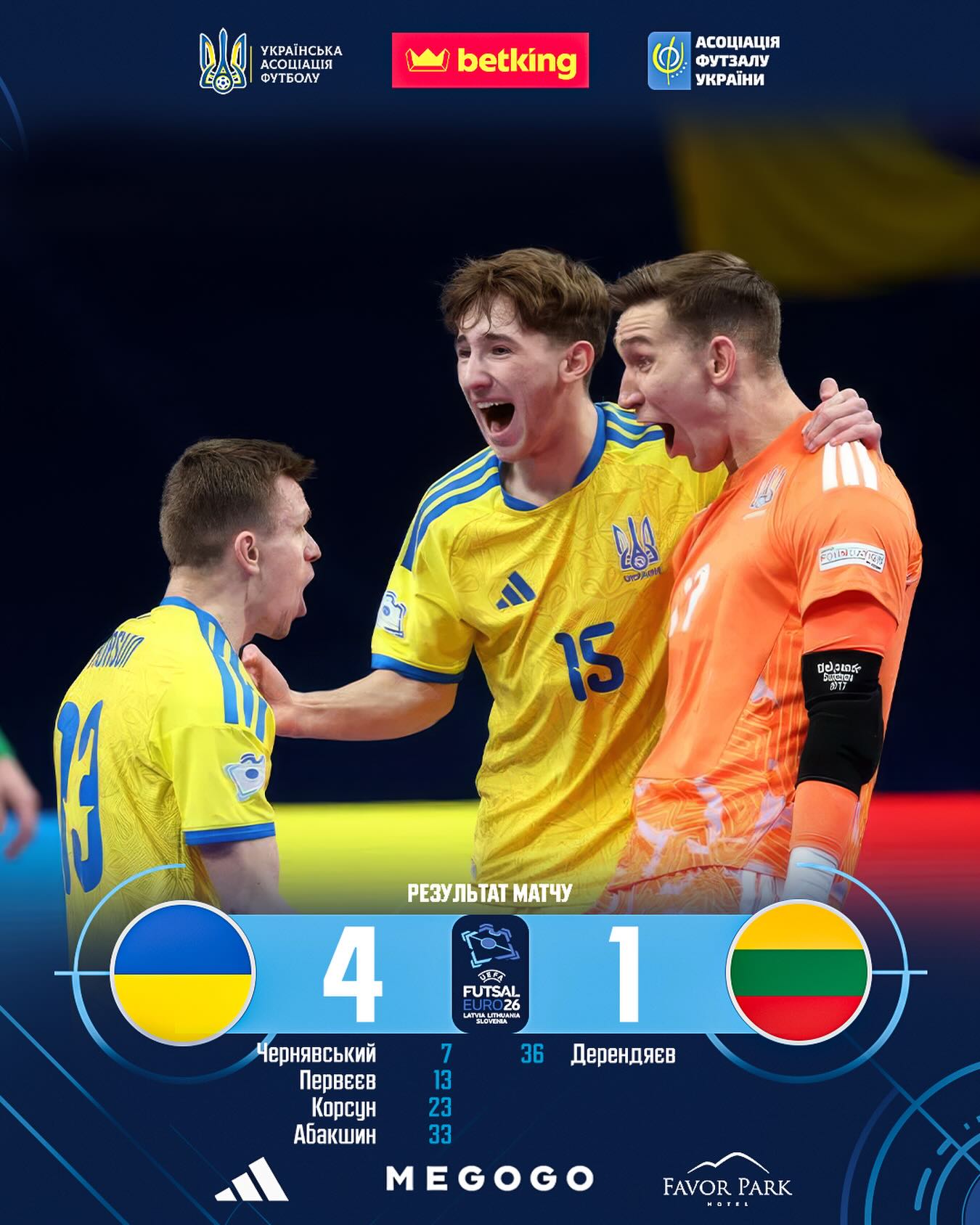 Україна розбила Литву, але втратила шанс стати першою: турнірна таблиця Євро-2026 з футзалу
