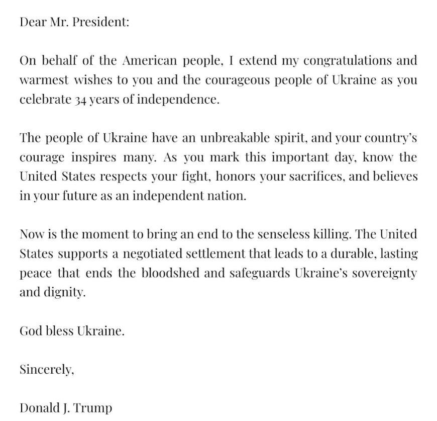 Трамп і Рубіо привітали українців з Днем незалежності: ваша мужність надихає багатьох