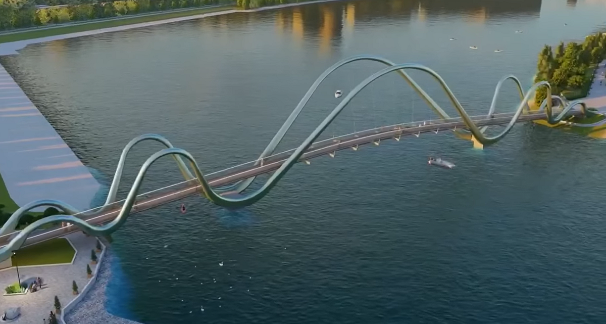 В Киеве обещают скоро достроить уникальный мост-волну из "Азовстали" (фото)