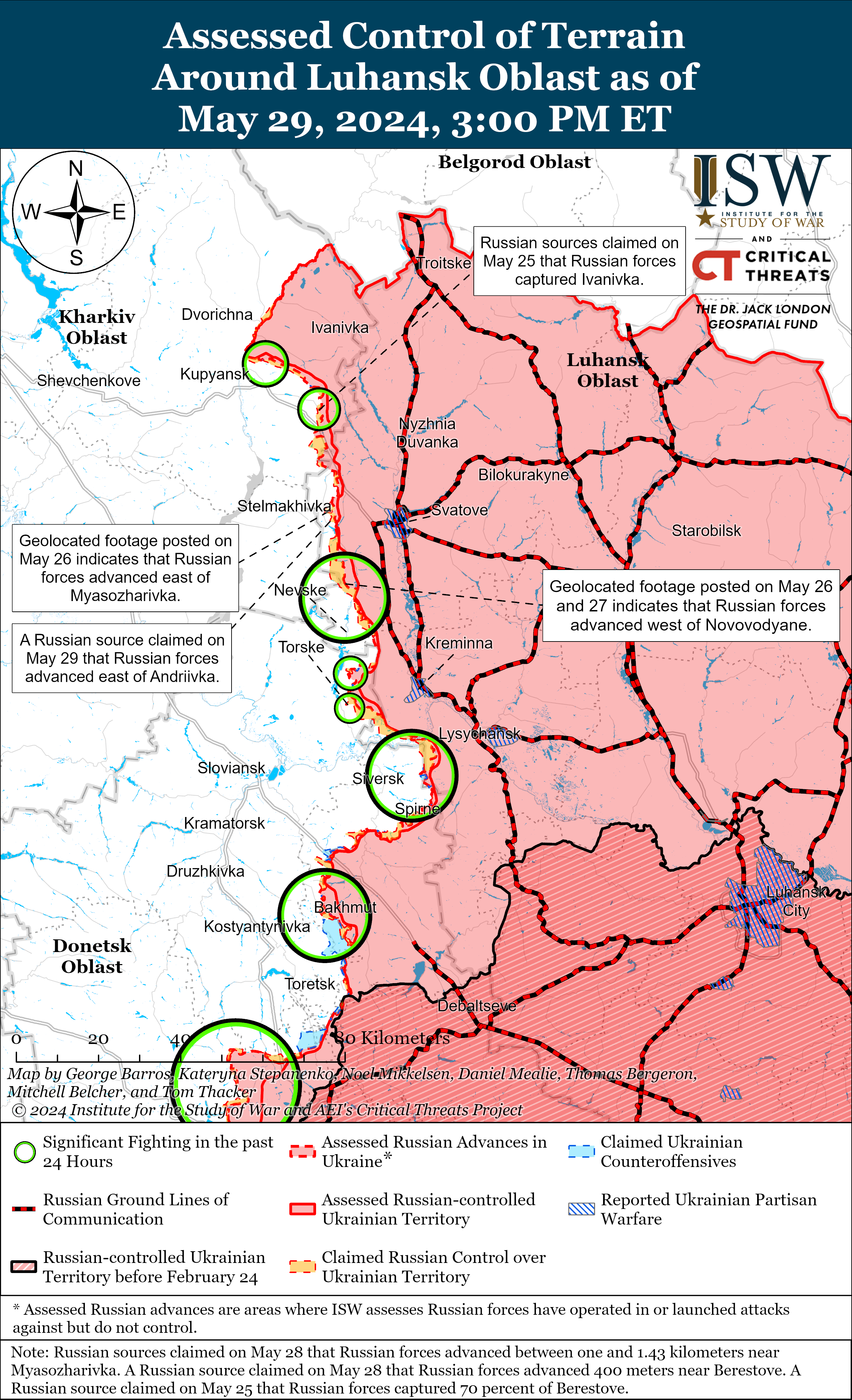 ЗСУ "притупили" наступ РФ у Харківській області, ворог просувається на Донбасі: карти ISW